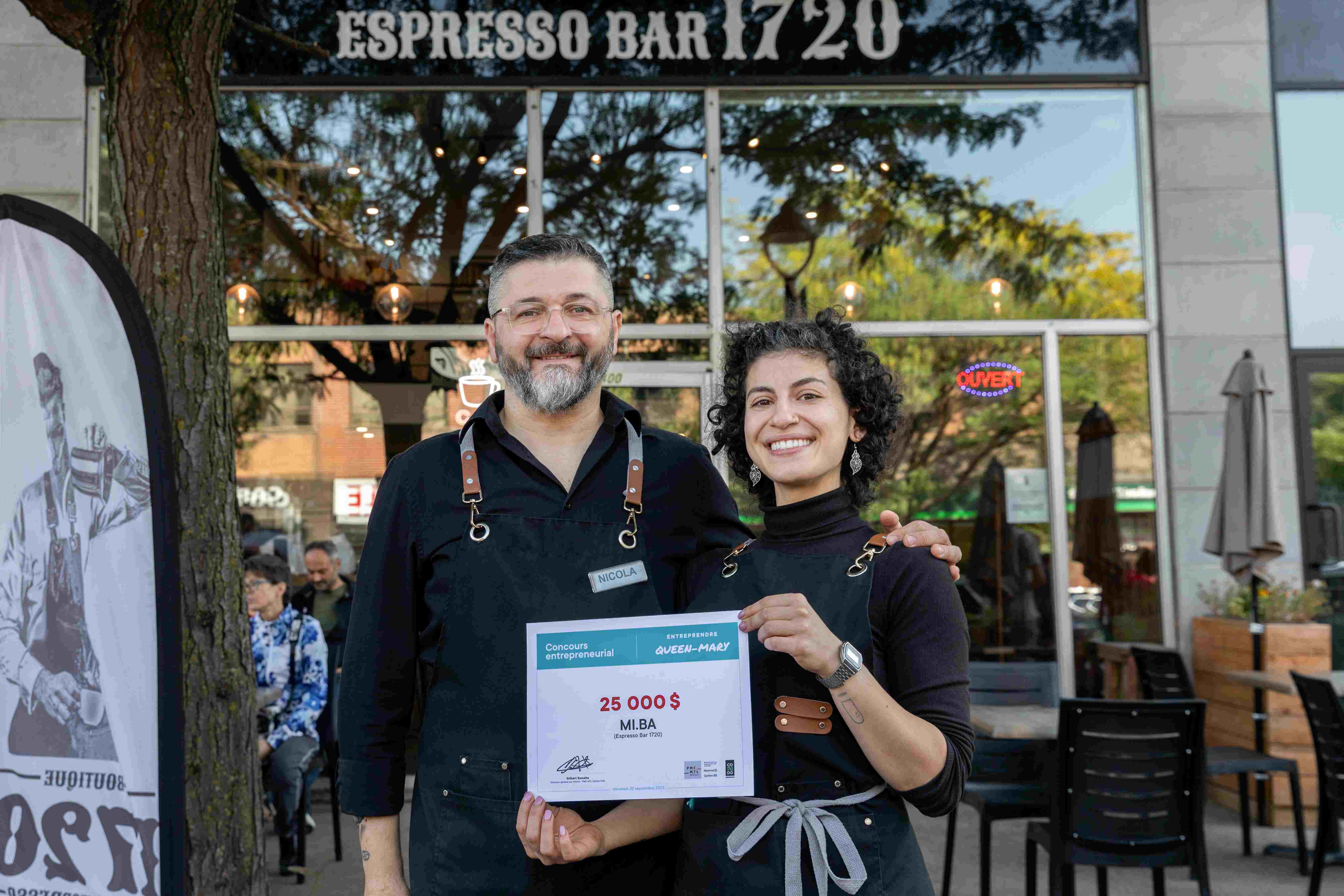 Nicola Minale, propriétaire d'Espresso Bar 1720, et Myriam Kfoury, barista